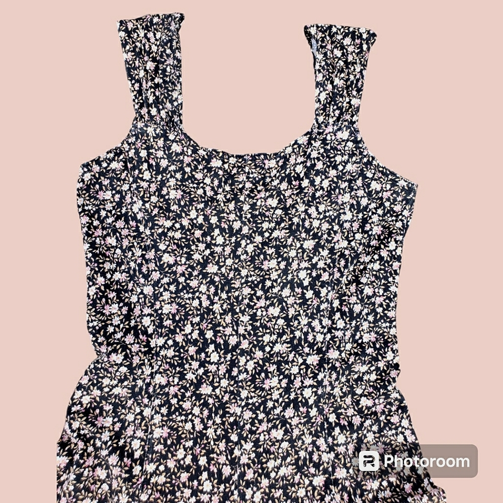 SOLD Vintage 90s y2k ditsy floral print flared romper jumpsuit - Picture 12 of 13